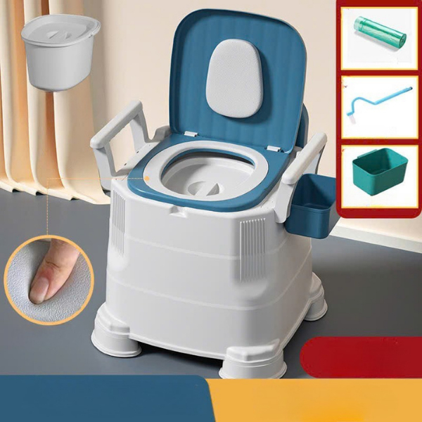 Bồn cầu di động cho người già , người bệnh , người đi lại khó khăn có tay vịn , tải trọng 100kg