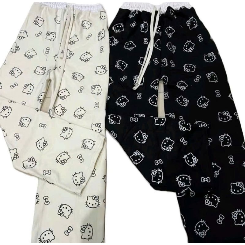 Tổng hợp các sét Bộ Quần Họa Tiết Mèo + mix áo phông Unisex form thụng tay lỡ - hình Mèo cute