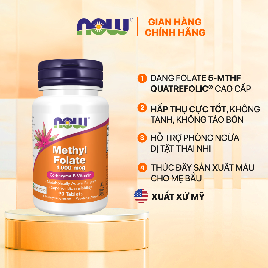 Viên uống Methyl Folate 5-MTHF (Mỹ) bổ sung axit folic hấp thụ cực tốt ...