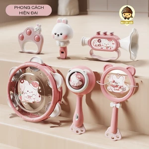 Đồ Chơi Xúc Xắc Có Âm Thanh Hình Gấu/Thỏ - Thiết Kế Trống/Kèn/Lục Lạc/Xúc Xắc/Còi Cho Bé