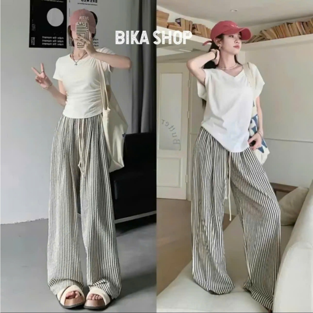 Quần ống rộng kẻ sọc .Dễ mix đồ. đi học đi chơi đều thoải mái. Sẵn đủ màu. hottrend 2024 (M3)