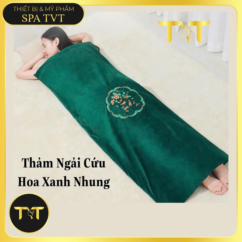 THẢM NGẢI CỨU NHUNG XANH TVT 150x60CM - ĐỆM SƯỞI THẢO DƯỢC, GIỮ ẤM, NGỦ NGON, THƯ GIÃN