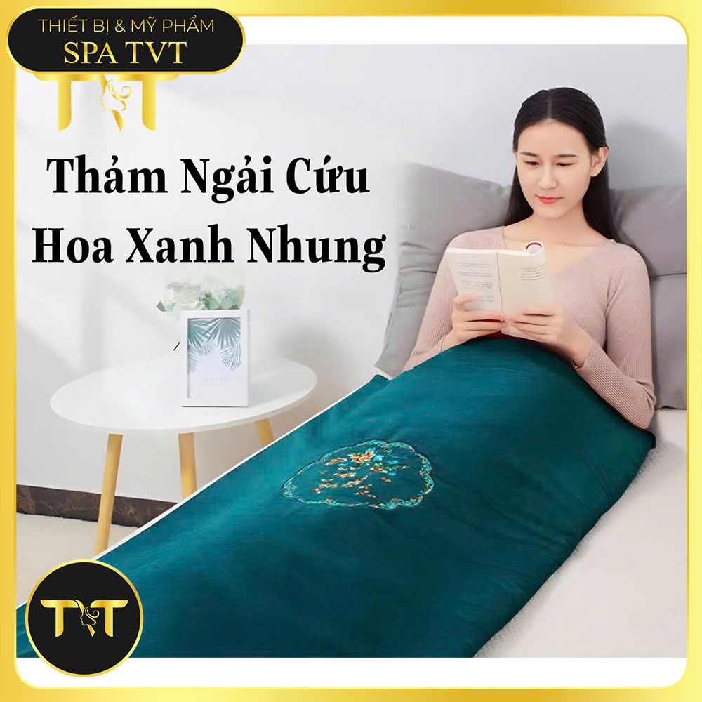 THẢM NGẢI CỨU NHUNG XANH TVT 150x60CM - ĐỆM SƯỞI THẢO DƯỢC, GIỮ ẤM, NGỦ NGON, THƯ GIÃN