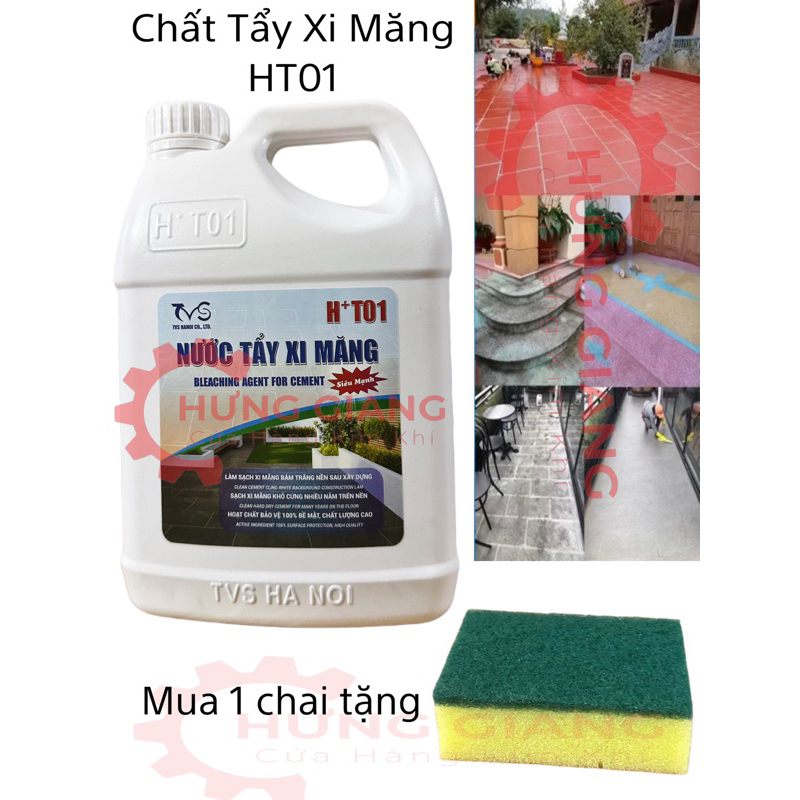 [CHÍNH HÃNG 100%] Chất Tẩy Xi Măng HT01 Tẩy Mạnh Cực Hiệu Quả Tặng Cọ