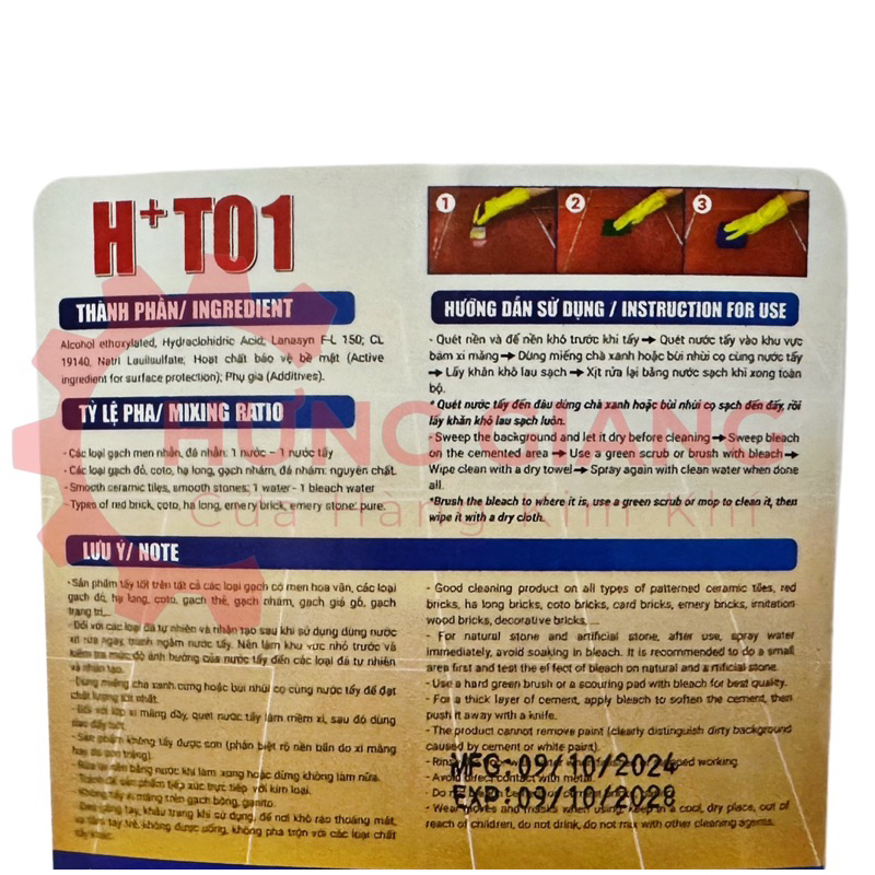 [CHÍNH HÃNG 100%] Chất Tẩy Xi Măng HT01 Tẩy Mạnh Cực Hiệu Quả Tặng Cọ