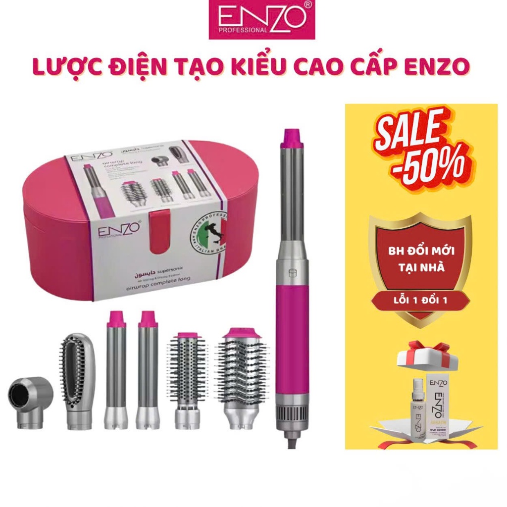 Ảnh Lược điện tạo kiểu tóc ENZO 4133, 4144 lược chải tóc ion âm 6 trong 1, Bảo Hành 5 Năm 1