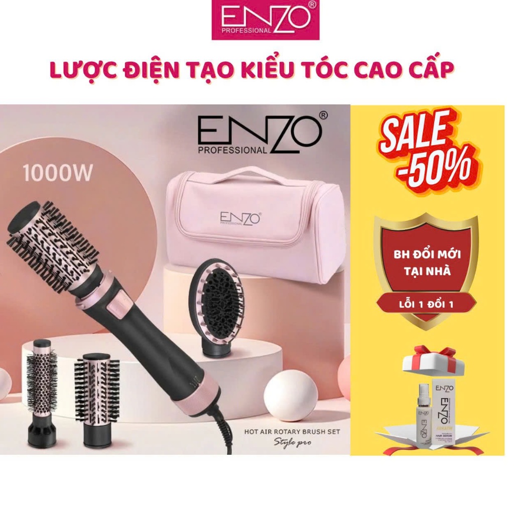 Ảnh Lược điện chải tóc ENZO 756, lược điện uốn cụp tạo kiểu đa năng, bảo hành 5 năm 1