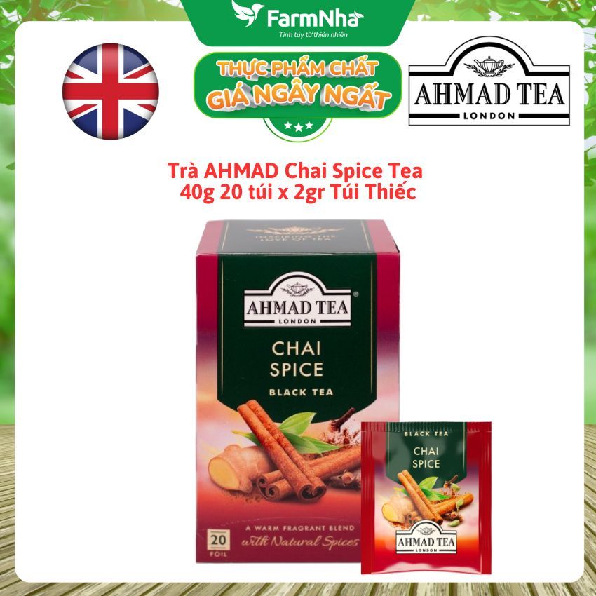 Trà Đen Ahmad Chai Spice Tea 40g 20x2g Túi Thiếc – Hương Vị Đậm Đà, Ấm ...