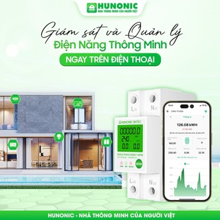 Công Tơ Điện Tử Wifi Hunonic Entec, Đóng Cắt, Đo Điện Năng Tiêu Thụ Từ Xa Qua Điện Thoại - HNCTD