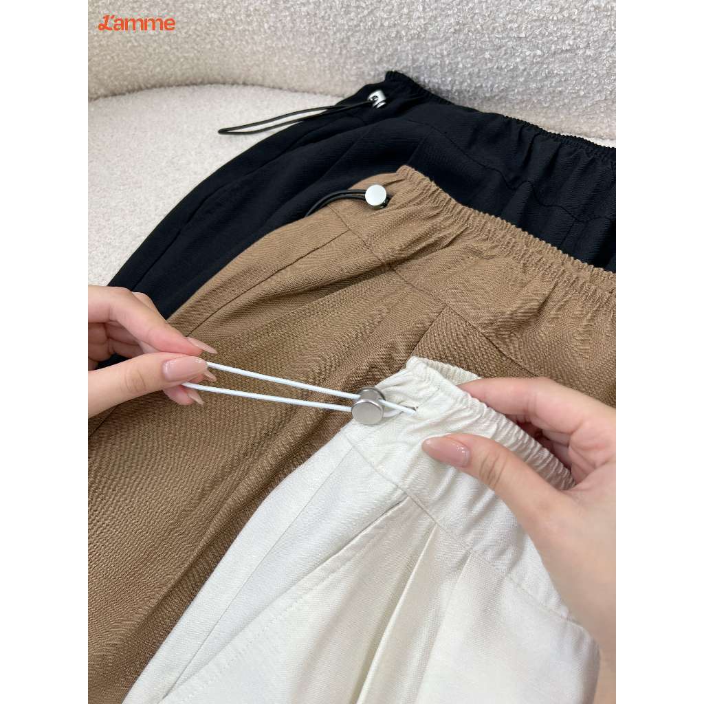 Ảnh Quần bầu ống suông form rộng Uni Pants lưng chun, chất liệu đũi xước Hàn, mát lạnh dành cho cả bầu và không bầu BY LAMME 3