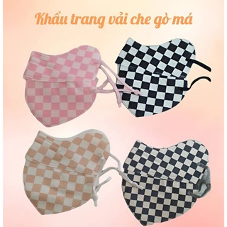 Khẩu trang chống tia UV, khẩu trang vải caro cao cấp chống nắng che gò má UPF50+ thời trang