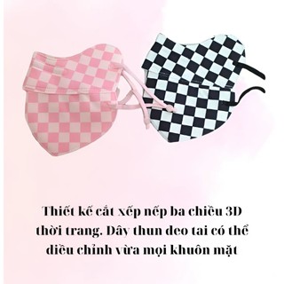 Khẩu trang chống tia UV, khẩu trang vải caro cao cấp chống nắng che gò má UPF50+ thời trang