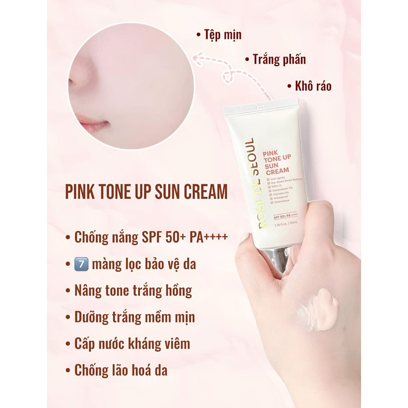Kem chống nắng rose de seoul pink tone up sun cream 50ml – hạn 2028 Hàn Quốc  IS464