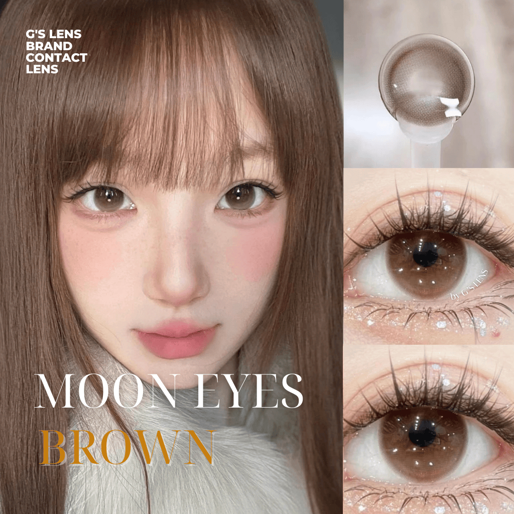 Kính Áp Tròng Lens Mắt Moon Eyes Brown Nâu Tây Tự Nhiên Giãn Ít 14.2mm 0-8 Độ (G'S LENS)