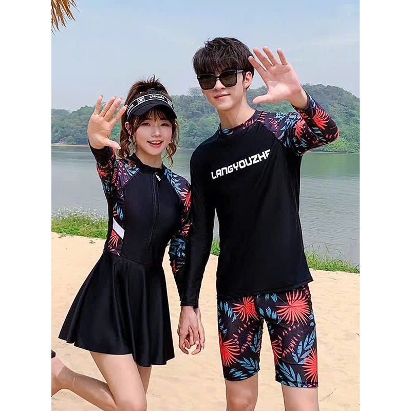 Bộ bơi dài tay nam, nữ, bộ bơi gia đình, đồ bơi nữ liền thân dài tay giữ nhiệt chống nắng từ 15kg tới 80kg