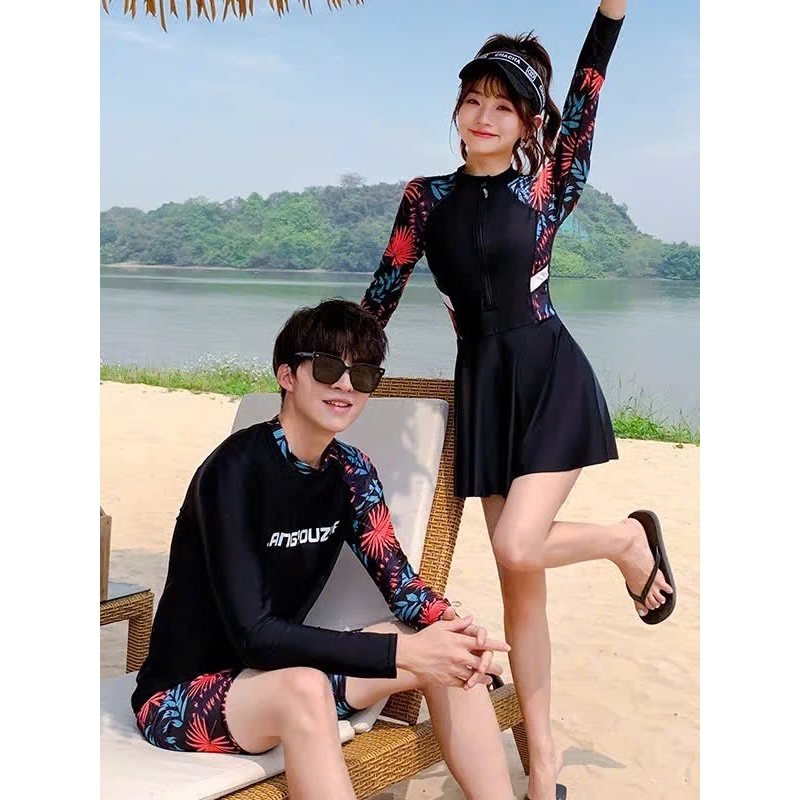 Bộ bơi dài tay nam, nữ, bộ bơi gia đình, đồ bơi nữ liền thân dài tay giữ nhiệt chống nắng từ 15kg tới 80kg