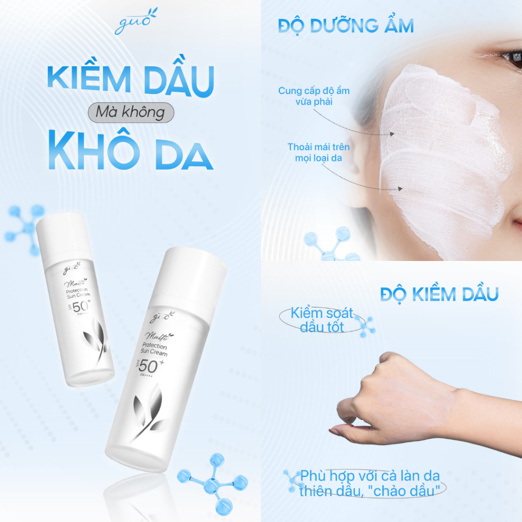 Ảnh Kem Chống Nắng Kiềm Dầu,Nâng Tone Cho Mọi Loại Da,0% Cồn,0% Hương Liệu,SPF 50+ PA++++ GUO 30g [Phiên Bản Nâng Cấp 2025] 4