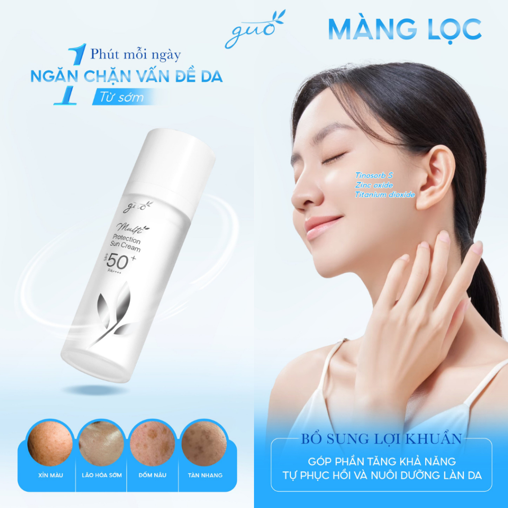 Ảnh Kem Chống Nắng An Toàn cho Mẹ Bầu - Dưỡng Trắng, Nâng Tone, Cấp Ẩm, Kiềm Dầu, Chống nắng phổ rộng SPF 50+ PA++++ GUO 30g 3