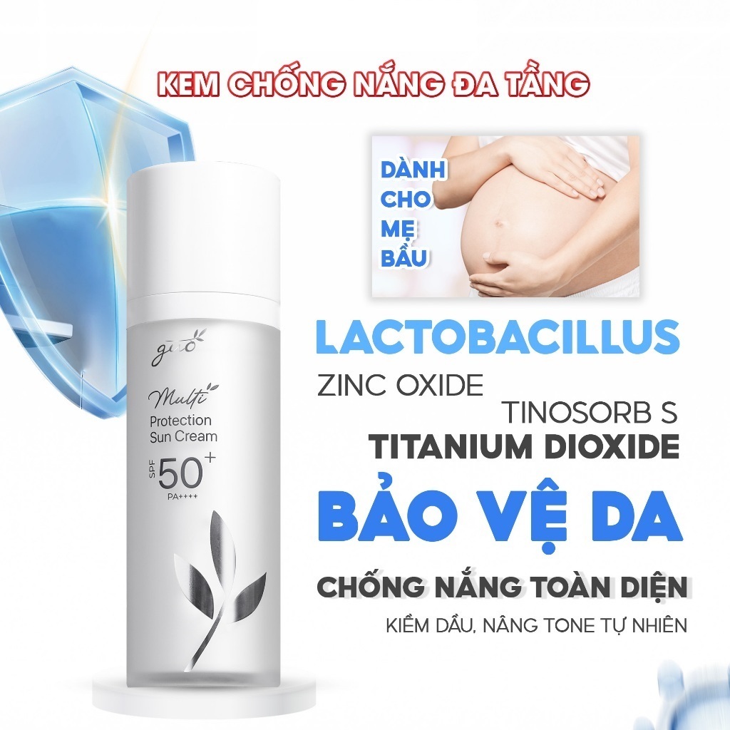 Ảnh Kem Chống Nắng An Toàn cho Mẹ Bầu - Dưỡng Trắng, Nâng Tone, Cấp Ẩm, Kiềm Dầu, Chống nắng phổ rộng SPF 50+ PA++++ GUO 30g 2
