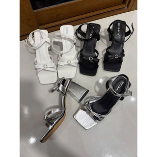 Sandal gót vuông 7 phân quai chéo nhỏ gắn nơ xinh