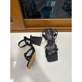 Sandal gót vuông 7 phân quai chéo nhỏ gắn nơ xinh