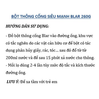 THÔNG CỐNG HỮU CƠ BLAR 260Gr-SẠCH BONG SÁNG BÓNG