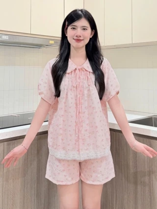Set Bộ Đồ Ngủ BY CHANN (phiên bản quần đùi, áo cộc) chất liệu đũi mềm mịn (có size đến 80kg)