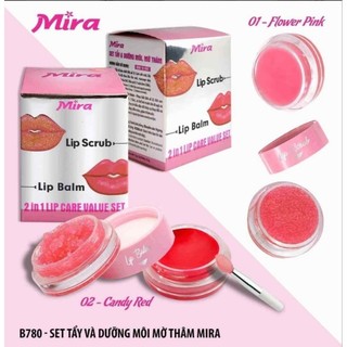 SET TẨY TẾ BÀO CHẾT VÀ DƯỠNG MÔI MỜ THÂM 2 IN 1 MIRA B780