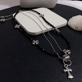 dây chuyền chữ thập set 2 dây chome thời thượng dễ phối đồ