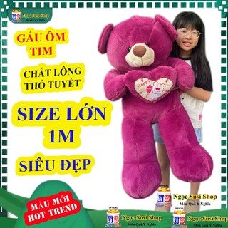Gấu Bông Ôm Trái Tim – Thú Nhồi Bông Lông Thỏ Mịn, Siêu Mềm, Siêu Đẹp Món Quà Tặng Ý Nghĩa, Mềm Mại