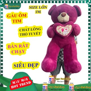 Gấu Bông Ôm Trái Tim – Thú Nhồi Bông Lông Thỏ Mịn, Siêu Mềm, Siêu Đẹp Món Quà Tặng Ý Nghĩa, Mềm Mại