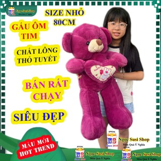 Gấu Bông Ôm Trái Tim – Thú Nhồi Bông Lông Thỏ Mịn, Siêu Mềm, Siêu Đẹp Món Quà Tặng Ý Nghĩa, Mềm Mại