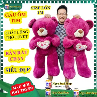 Gấu Bông Ôm Trái Tim – Thú Nhồi Bông Lông Thỏ Mịn, Siêu Mềm, Siêu Đẹp Món Quà Tặng Ý Nghĩa, Mềm Mại