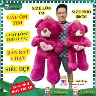 Gấu Bông Ôm Trái Tim – Thú Nhồi Bông Lông Thỏ Mịn, Siêu Mềm, Siêu Đẹp Món Quà Tặng Ý Nghĩa, Mềm Mại