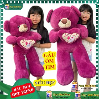 Gấu Bông Ôm Trái Tim – Thú Nhồi Bông Lông Thỏ Mịn, Siêu Mềm, Siêu Đẹp Món Quà Tặng Ý Nghĩa, Mềm Mại