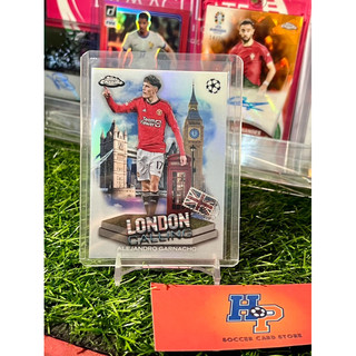Thẻ bóng đá Garnacho London Calling Topps Chrome UCL 2023/24