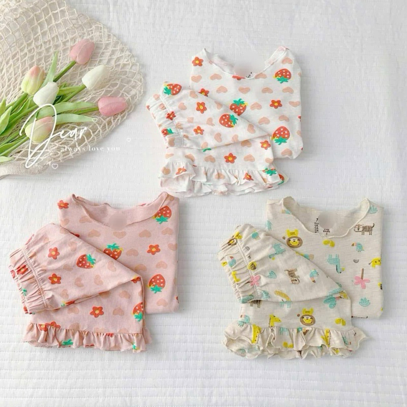 [Sale] Set Bộ Bé Gái Cotton Hzm Cộc Tay/Dài Tay 2-7 Tuổi, Đồ Bộ Trẻ Em Vải Xuất Dư Mềm Mát C6269 C6029