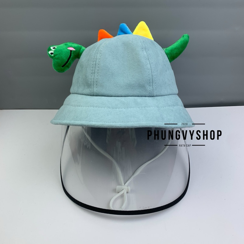 BÉ 2-5 Tuổi_Mũ chống giọt bắn chắn gió bụi mưa bucket tai bèo vành phungvyshop-nón /Bo "KIẾNG" 'KHỦNG LONG' vải NHUNG /