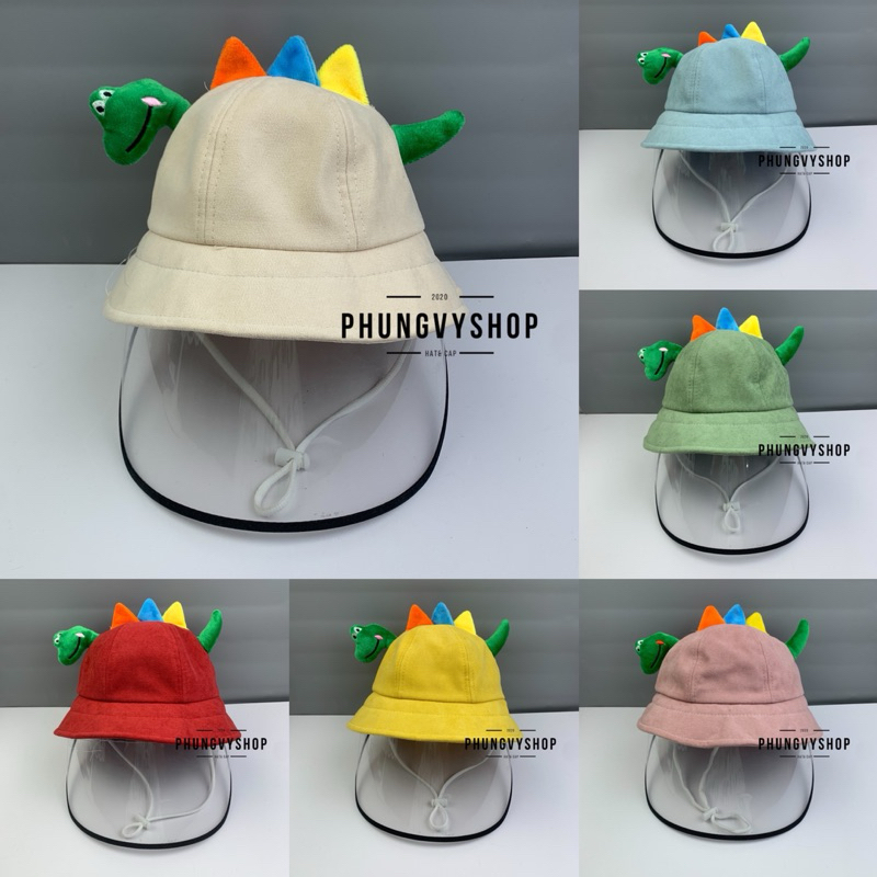 BÉ 2-5 Tuổi_Mũ chống giọt bắn chắn gió bụi mưa bucket tai bèo vành phungvyshop-nón /Bo "KIẾNG" 'KHỦNG LONG' vải NHUNG /