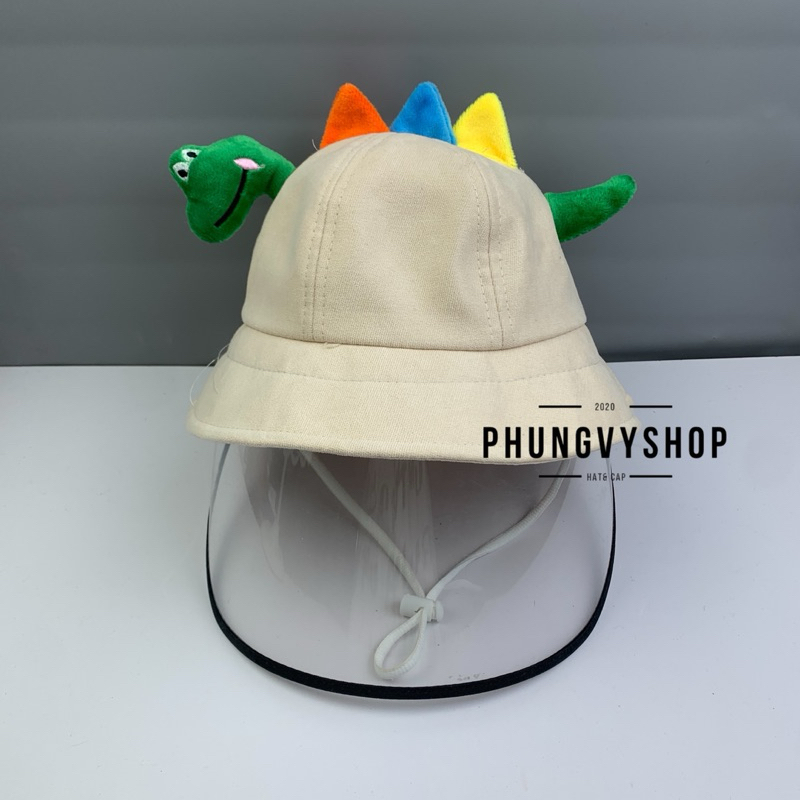 BÉ 2-5 Tuổi_Mũ chống giọt bắn chắn gió bụi mưa bucket tai bèo vành phungvyshop-nón /Bo "KIẾNG" 'KHỦNG LONG' vải NHUNG /