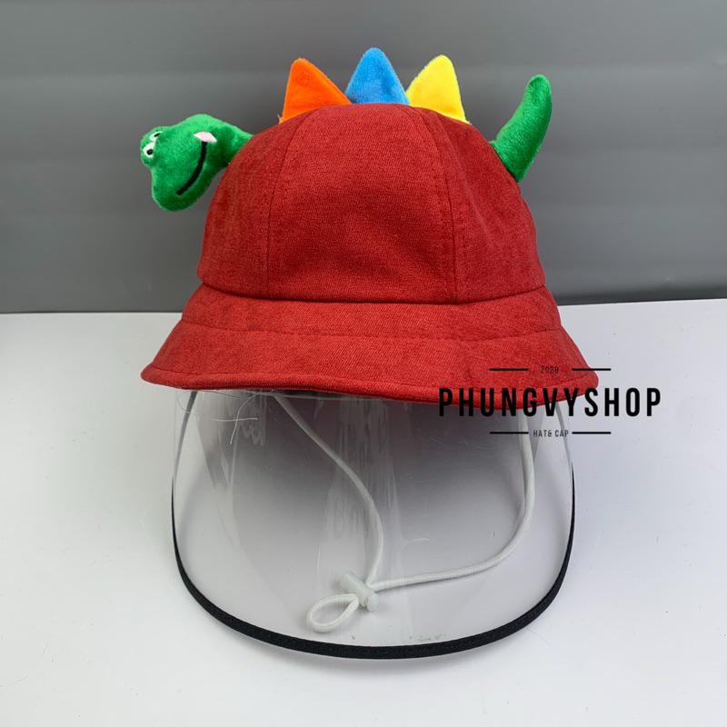 BÉ 2-5 Tuổi_Mũ chống giọt bắn chắn gió bụi mưa bucket tai bèo vành phungvyshop-nón /Bo "KIẾNG" 'KHỦNG LONG' vải NHUNG /