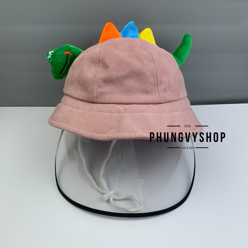 BÉ 2-5 Tuổi_Mũ chống giọt bắn chắn gió bụi mưa bucket tai bèo vành phungvyshop-nón /Bo "KIẾNG" 'KHỦNG LONG' vải NHUNG /