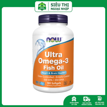 Now Ultra Omega 3 Giúp Đẹp Da Chống Lão Hóa Sáng Mắt Dầu Cá Omega3 Fish Oil NOW Từ Mỹ 180 Viên