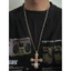 Phong cách Mỹ Hiphop Golden Cross Vòng cổ Chữ Thập xếp chồng lên nhau QUEMEO mạ vàng 18k không gỉ Vòng cổ dài