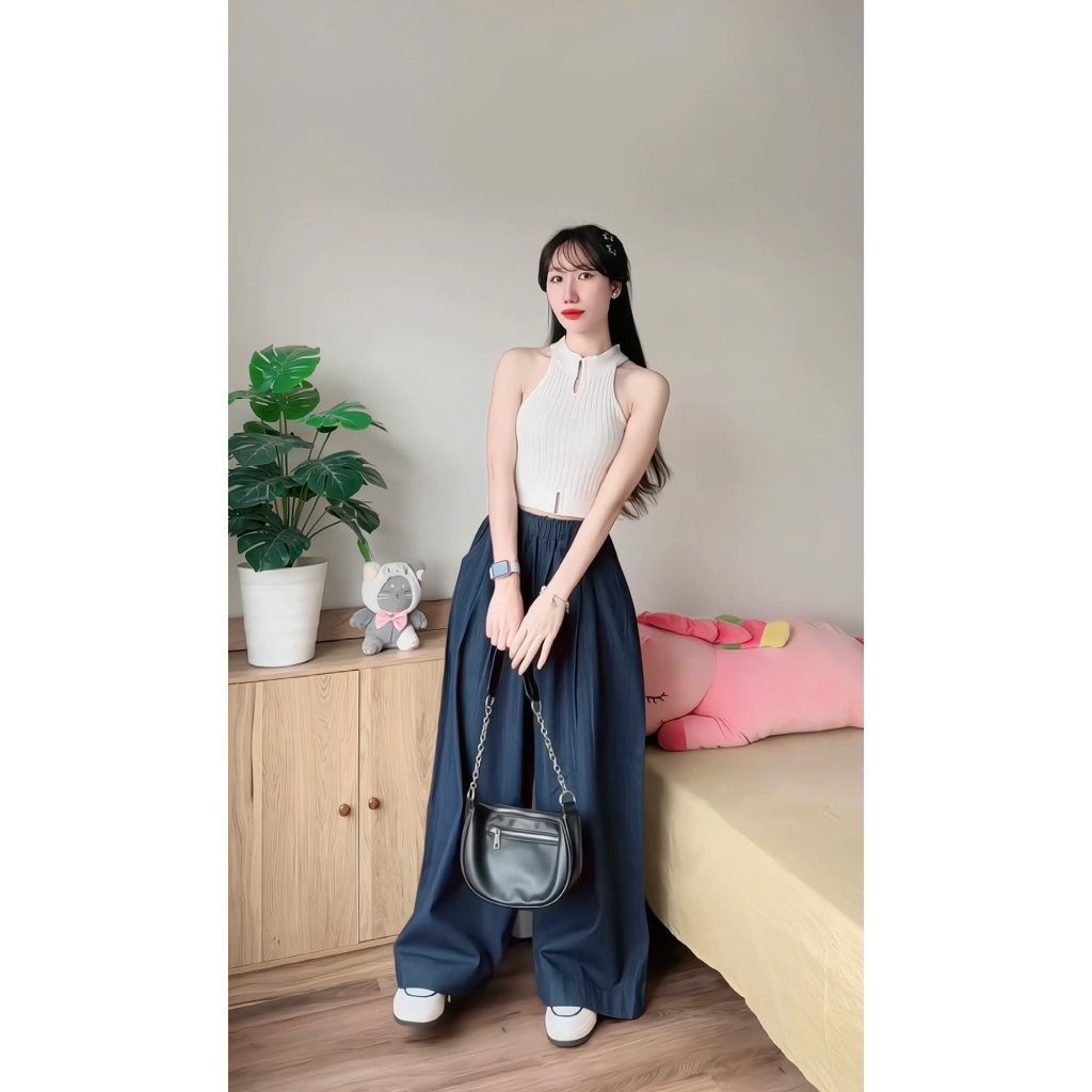 Quần jean ống rộng cạp chun co dãn. hót hít Nữ Ong(JeanCt)