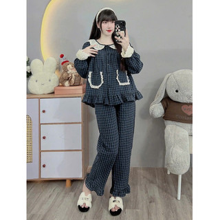 Bộ bầu - bộ sau sinh - BỘ DÀI ĐŨI THÁI KẺ Ô TÔ CỔ REN BÈO KÈM HAI TÚI REN XINH - 6 Màu