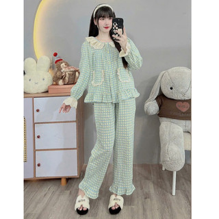 Bộ bầu - bộ sau sinh - BỘ DÀI ĐŨI THÁI KẺ Ô TÔ CỔ REN BÈO KÈM HAI TÚI REN XINH - 6 Màu