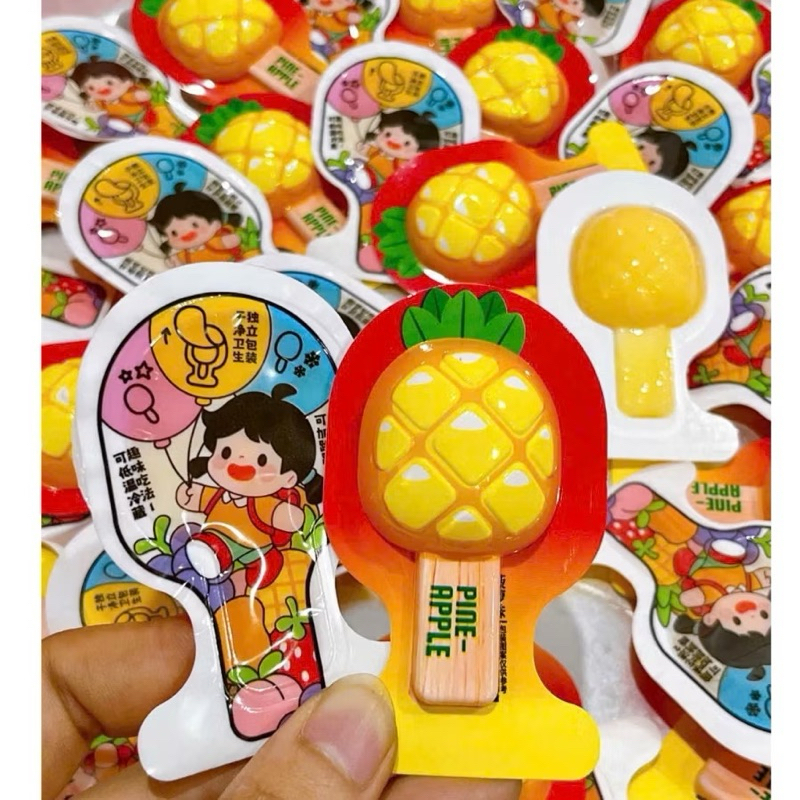 Sỉ 1kg thạch trái cây 3D que kem hình hoa quả thạch phô mai