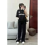 Set Bộ Thể Thao 3 Sọc Aoeme Nam Nữ Unisex Áo Phông Mix Quần Suông Dài Sọc Basic Dáng Rộng