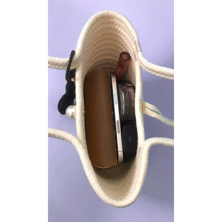 Women's Vintage Woven Straw Bag – for the Beach, Beige – 6